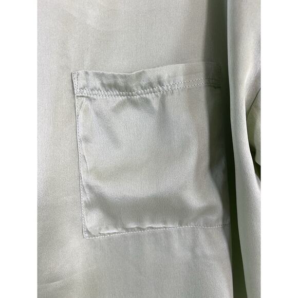 Lunya 100% Silk Pajama Top Shirt Only Sz XS/S Oversized Washable Sleep Tee Green - Picture 3 of 9